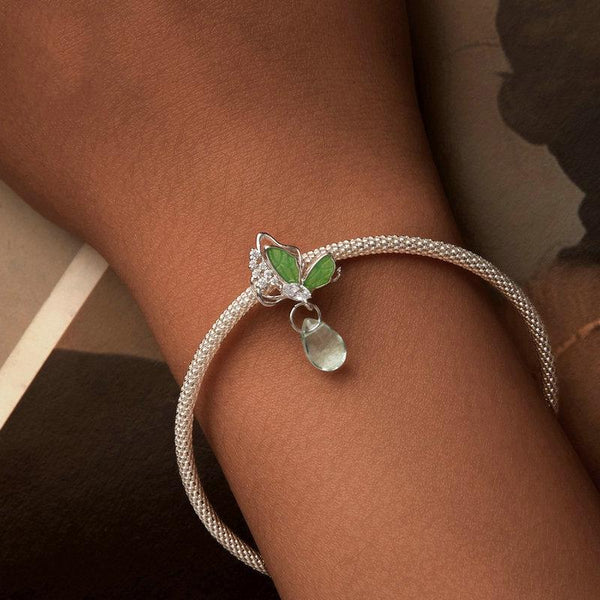 925 Sterling Silver Platinum Plated Butterfly Water Drop Diy Beads Charms & Pendants