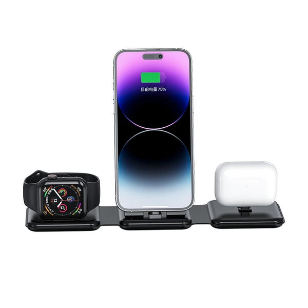 3 In 1 Wireless Charger For Apple Watch Phone & Headset Black Chargers & Cradles