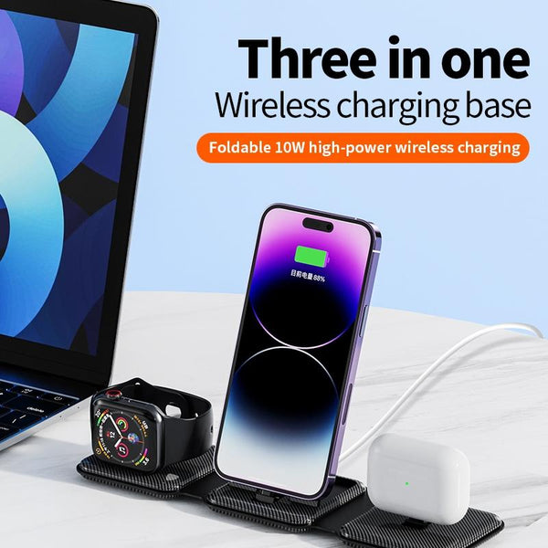 3 In 1 Wireless Charger For Apple Watch Phone & Headset Black Chargers & Cradles