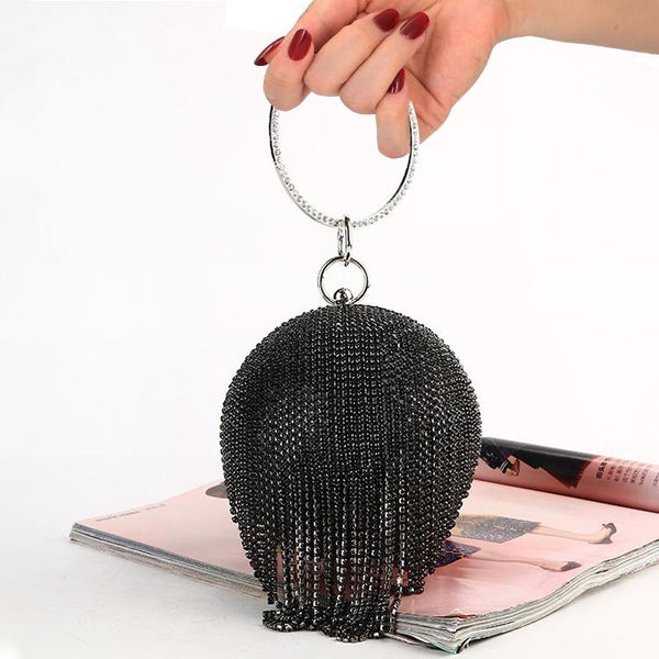 Crystal Tassel Clutch For Weddings And Parties Black Bag Waist Packs & Bags