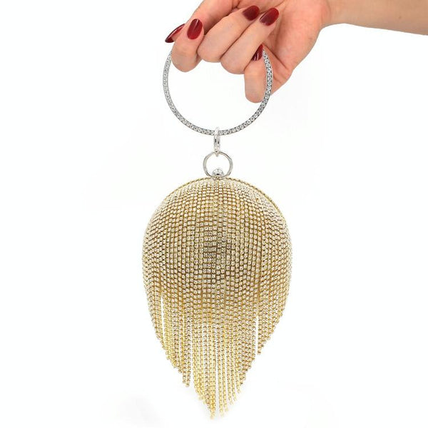 Crystal Tassel Clutch For Weddings And Parties Black Bag Waist Packs & Bags