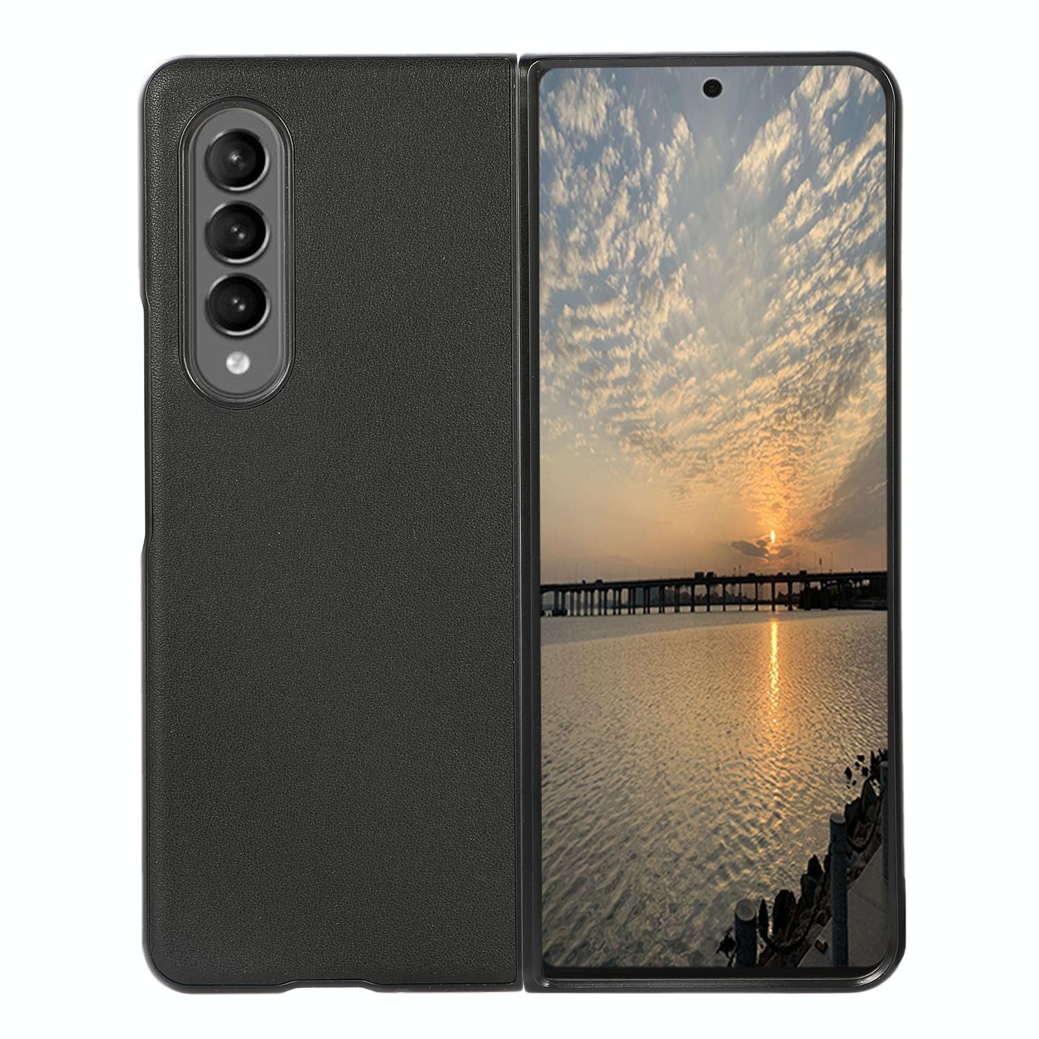 For Samsung Galaxy Z Fold4 5G Sheep Texture Leather Phone Case Black Cases Covers & Skins