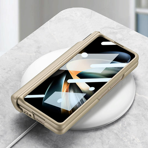 For Samsung Galaxy Z Fold4 5G Shockproof Magnetic Case With Wrist Strap Gold Cases Covers & Skins