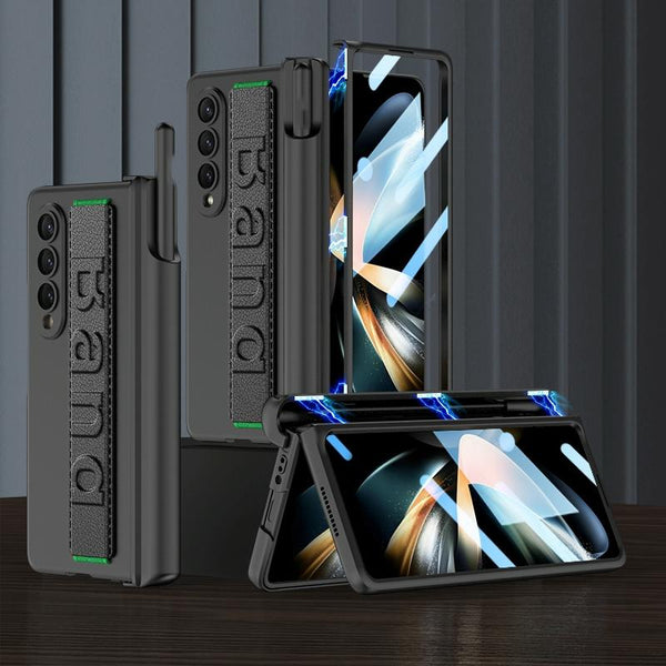 For Samsung Galaxy Z Fold4 5G Shockproof Magnetic Case With Wrist Strap Gold Cases Covers & Skins