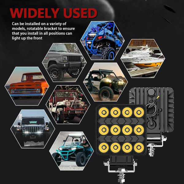 4 Inch Square Mixed Luminous Double Arrow Angel Eye Car Work Light Led Car Lights