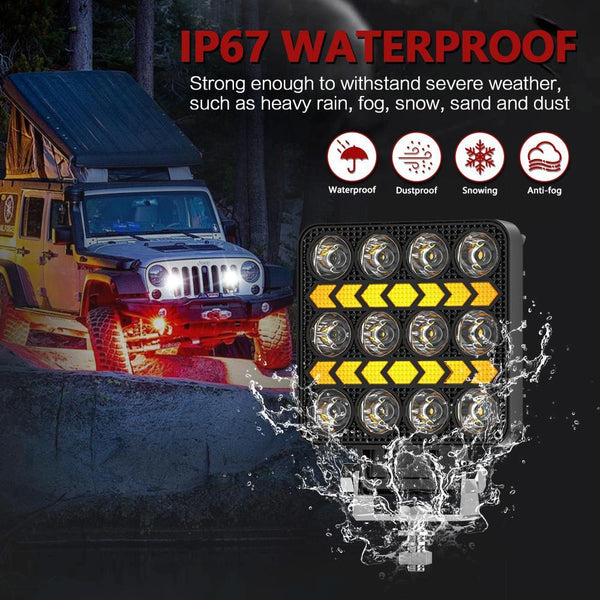 4 Inch Square Mixed Luminous Double Arrow Angel Eye Car Work Light Led Car Lights