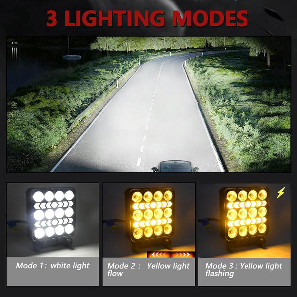 4 Inch Square Mixed Luminous Double Arrow Angel Eye Car Work Light Led Car Lights