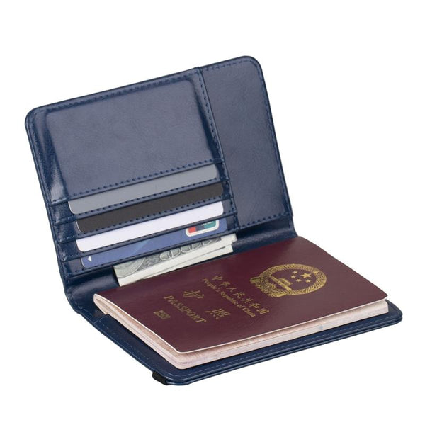 Multi Card Passport Holder Anti Magnetic Wallet Blue Wallets