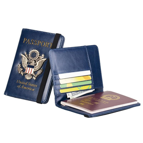 Multi Card Passport Holder Anti Magnetic Wallet Blue Wallets