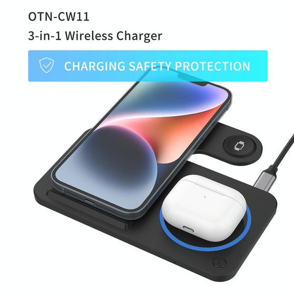 3 In 1 Folding Wireless Charger Black Chargers & Cradles