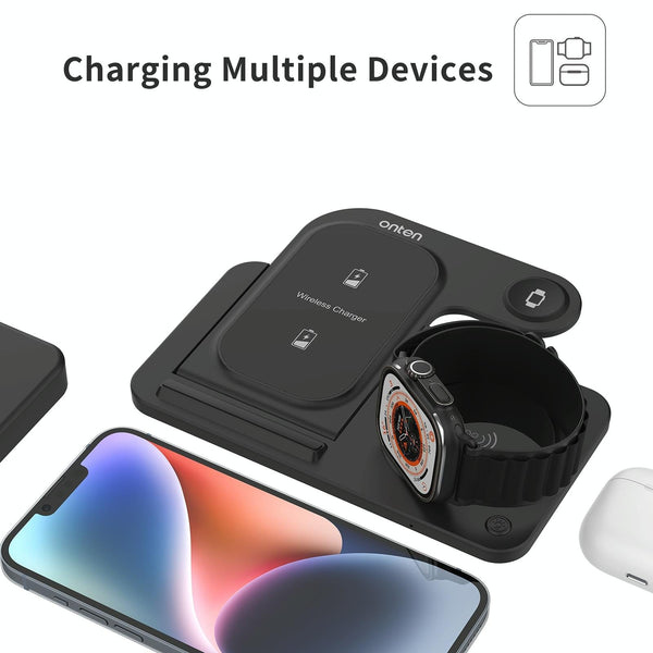 3 In 1 Folding Wireless Charger Black Chargers & Cradles