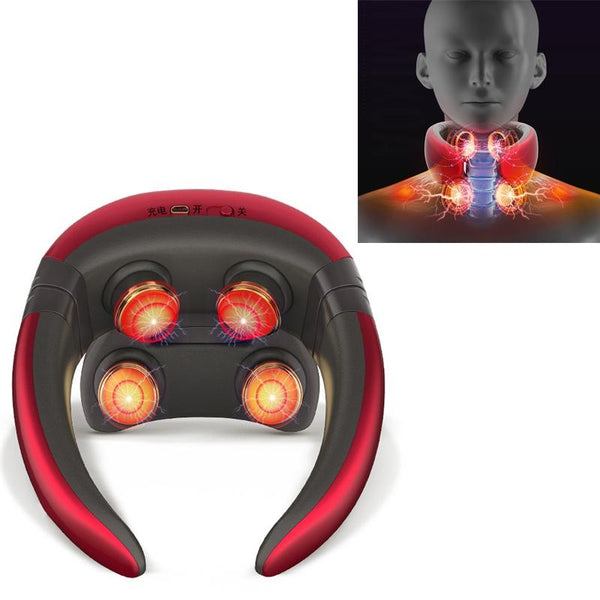 4 Head Neck Massager With Pulse Technology Red Massagers