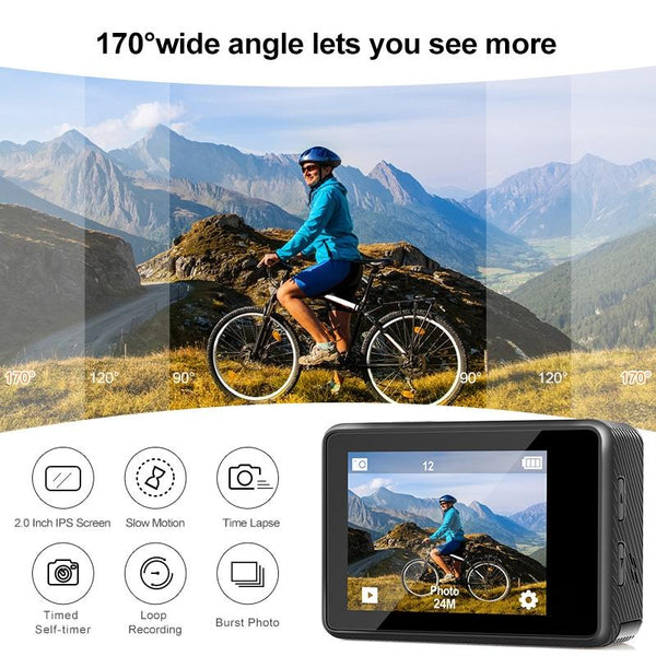 Outdoor Waterproof Dual Screen Wifi Sports Camera With Anti Shake Hd Video Digital Cameras