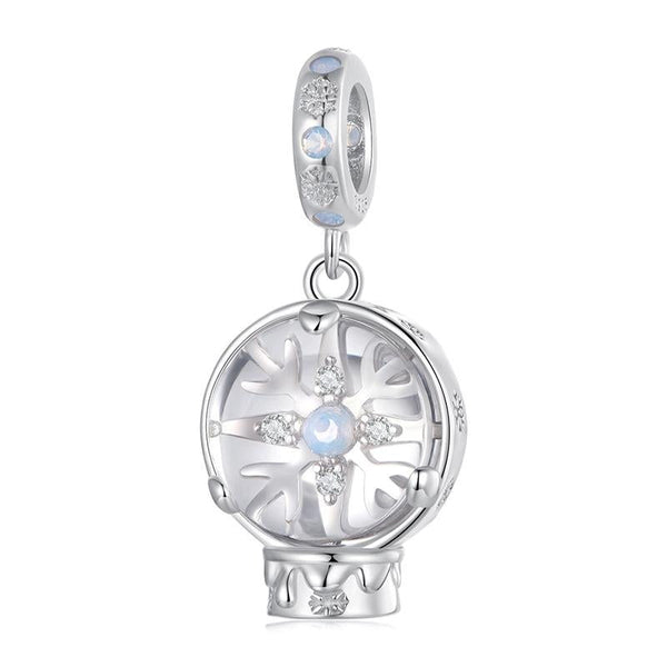 925 Sterling Silver Snowflake Crystal Ball Pendant Charms & Pendants