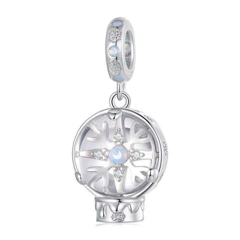 925 Sterling Silver Snowflake Crystal Ball Pendant Charms & Pendants