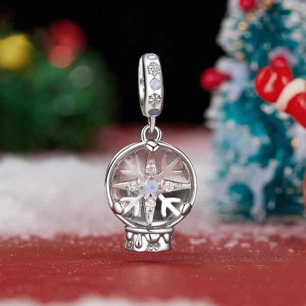 925 Sterling Silver Snowflake Crystal Ball Pendant Charms & Pendants