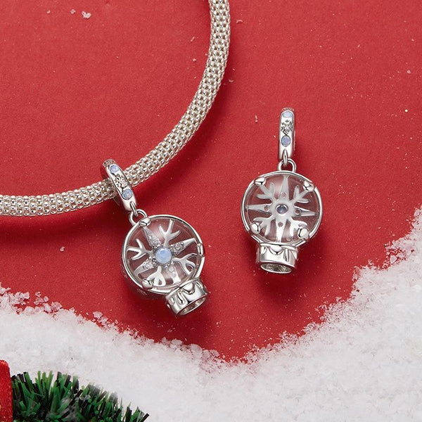 925 Sterling Silver Snowflake Crystal Ball Pendant Charms & Pendants
