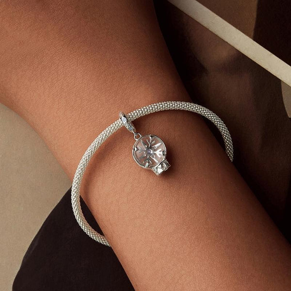 925 Sterling Silver Snowflake Crystal Ball Pendant Charms & Pendants