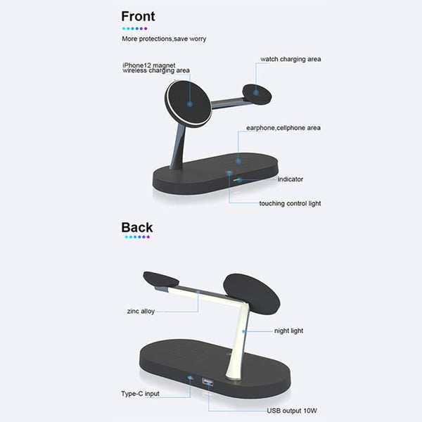 3 In 1 Wireless Charger With Night Light 15W White Chargers & Cradles