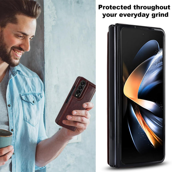 For Samsung Galaxy Z Fold4 5G Full Coverage Double Buckle Phone Case Black Cases Covers & Skins