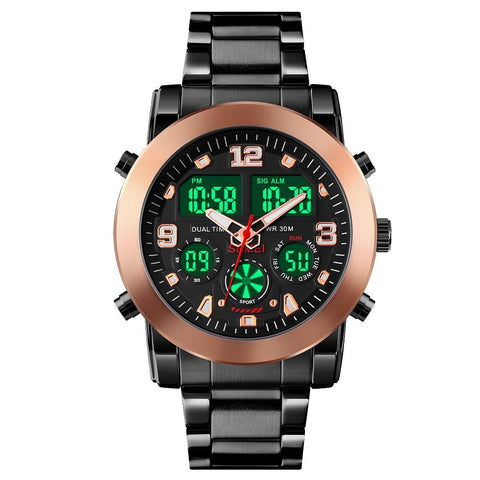 Triple Display Luminous Digital Watch 1642 Rose Gold Watches