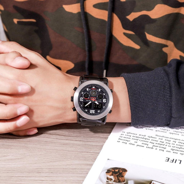 Triple Display Luminous Digital Watch 1642 Rose Gold Watches