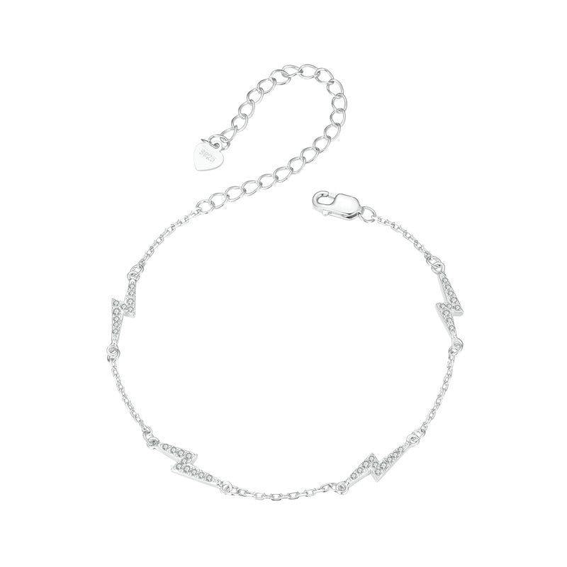 925 Sterling Silver Platinum Plated Lightning Bracelet In Charms & Pendants