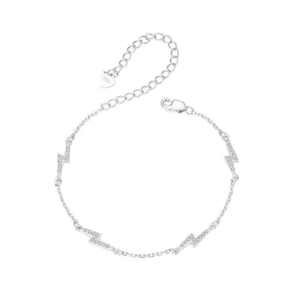925 Sterling Silver Platinum Plated Lightning Bracelet In Charms & Pendants