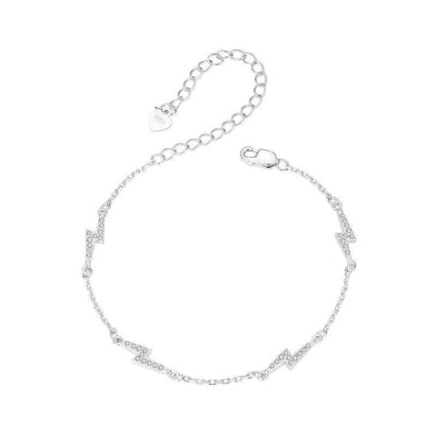 925 Sterling Silver Platinum Plated Lightning Bracelet In Charms & Pendants