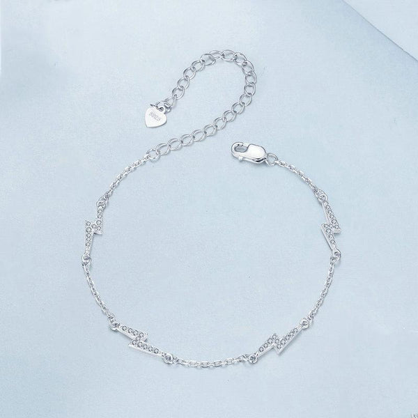 925 Sterling Silver Platinum Plated Lightning Bracelet In Charms & Pendants