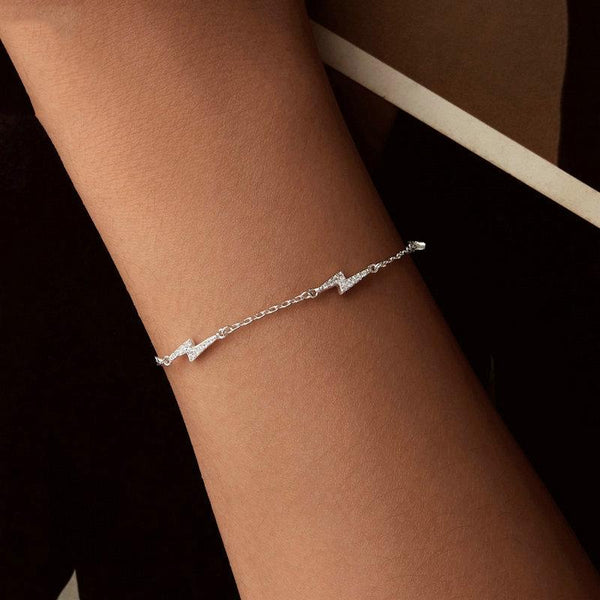 925 Sterling Silver Platinum Plated Lightning Bracelet In Charms & Pendants