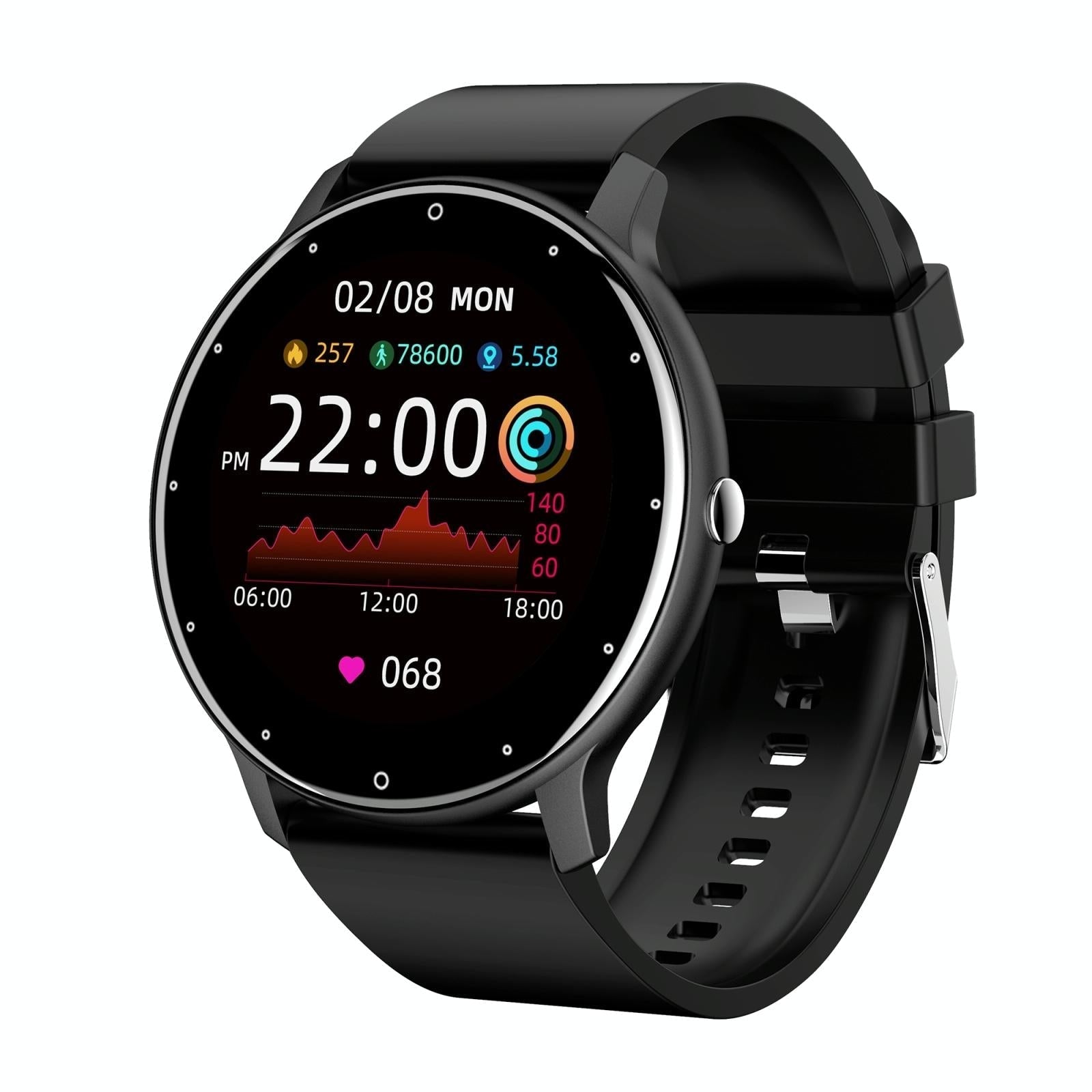 1.28 Inch Touch Screen Ip67 Waterproof Smart Watch Support Blood Pressure Monitoring Sleep Heart Rate Black Smart Watches