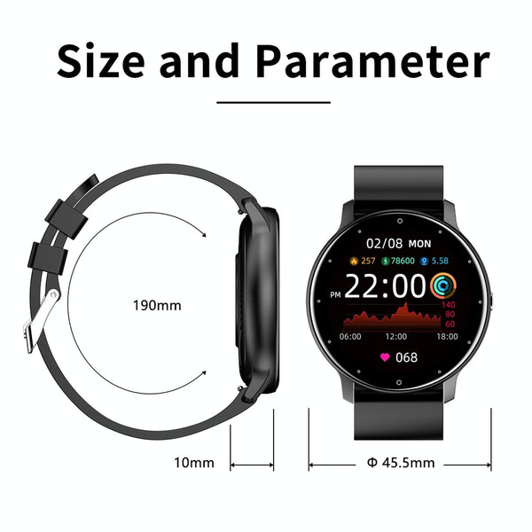 1.28 Inch Touch Screen Ip67 Waterproof Smart Watch Support Blood Pressure Monitoring Sleep Heart Rate Black Smart Watches