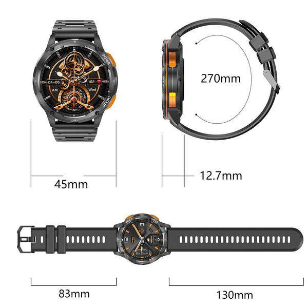 1.43 Inch Amoled Round Screen Steel Strap Smart Watch Silver Smart Watches