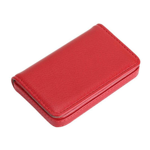 Stainless Steel Magnetic Business Card Holder Pu Leather Case Red Business Card Holders