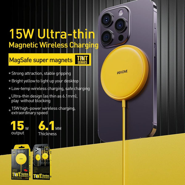 15W Magnetic Wireless Charger Yellow Chargers & Cradles