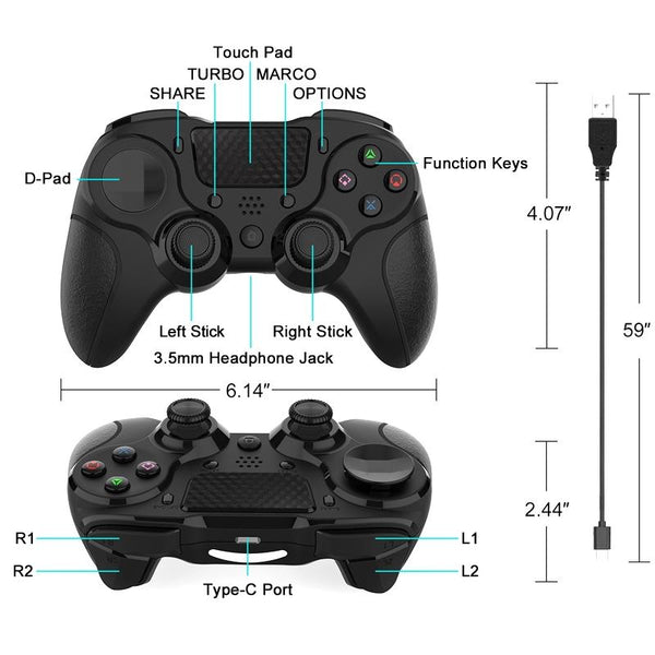 Bluetooth Gamepad For Ps4 Pro With Dual Vibration And Six Axis Control Red Black Controllers & Attachments