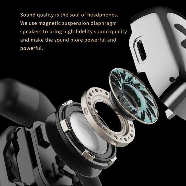 Bluetooth Earphones With Mount Design Beige Earbuds