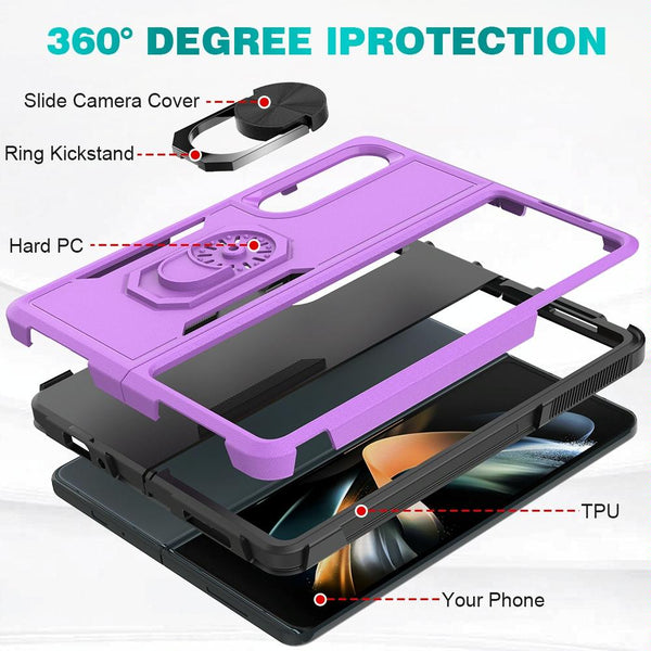 For Samsung Galaxy Z Fold4 5G Tpu Shockproof Case With Ring 2 In Design Green Cases Covers & Skins