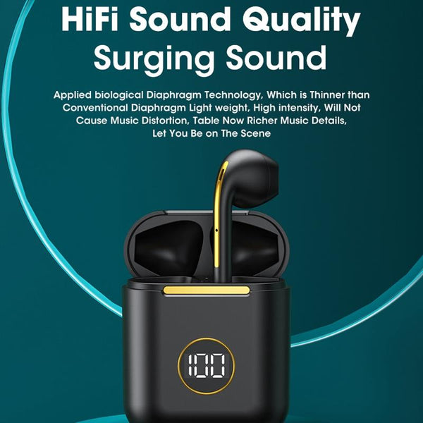 Wireless Sport Bluetooth With Led Display And Noise Reduction Black Headphones