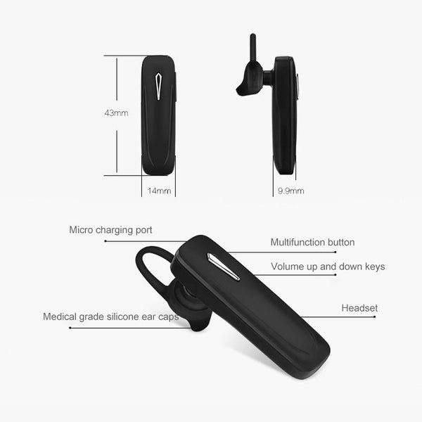 Wireless Bluetooth Earphone For Samsung Hands Free V4.1 Black Earbuds