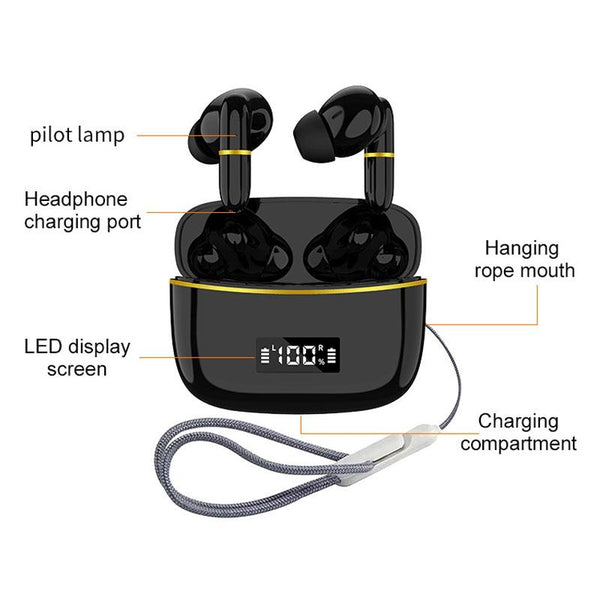 Wireless In Ear Earphones With Digital Charging Case J2 Black Earbuds