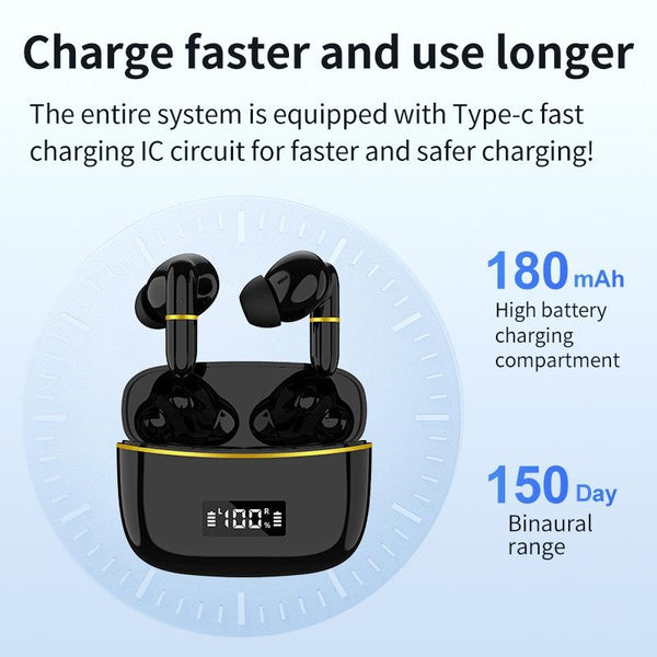 Wireless In Ear Earphones With Digital Charging Case J2 Black Earbuds