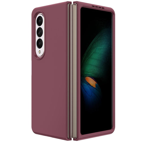 For Samsung Galaxy Z Fold4 5G Foldable Pc Case Solid Colour Wine Red Cases Covers & Skins