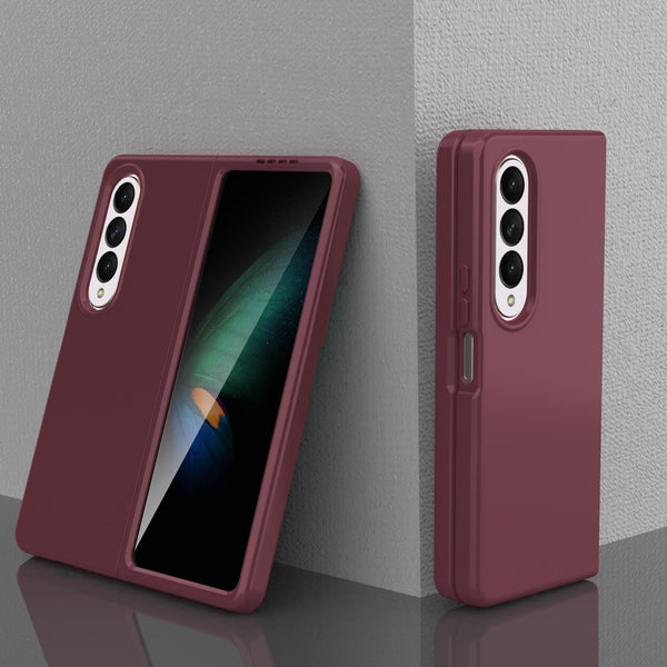 For Samsung Galaxy Z Fold4 5G Foldable Pc Case Solid Colour Wine Red Cases Covers & Skins