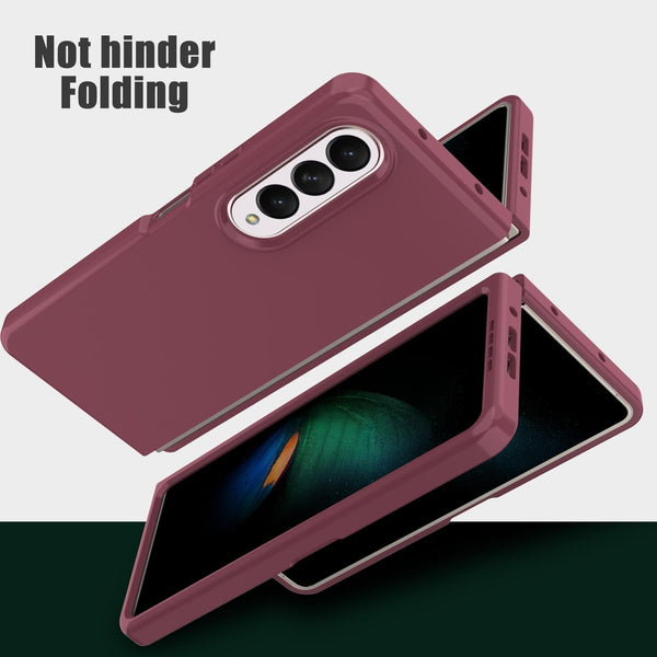 For Samsung Galaxy Z Fold4 5G Foldable Pc Case Solid Colour Wine Red Cases Covers & Skins