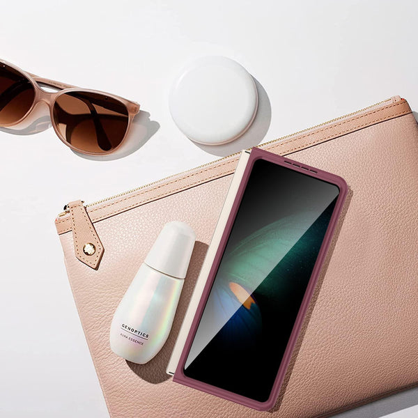 For Samsung Galaxy Z Fold4 5G Foldable Pc Case Solid Colour Wine Red Cases Covers & Skins