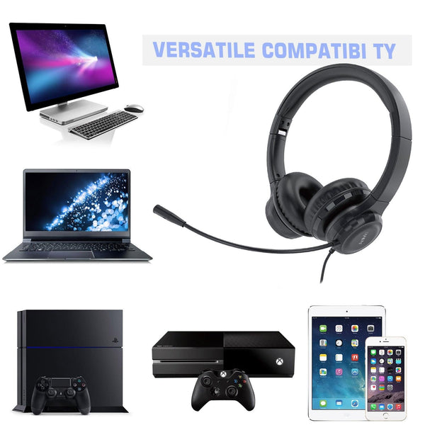 3.5Mm Wired Headset With Mic Black Headsets