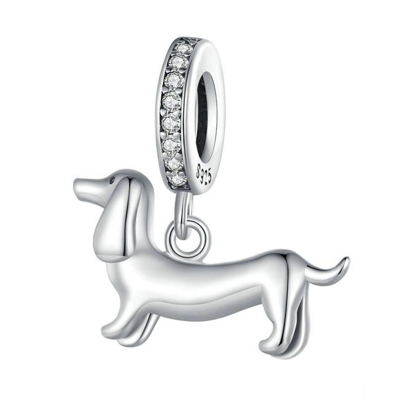 925 Sterling Silver Dainty Dachshund Pendant For Beaded Bracelets
