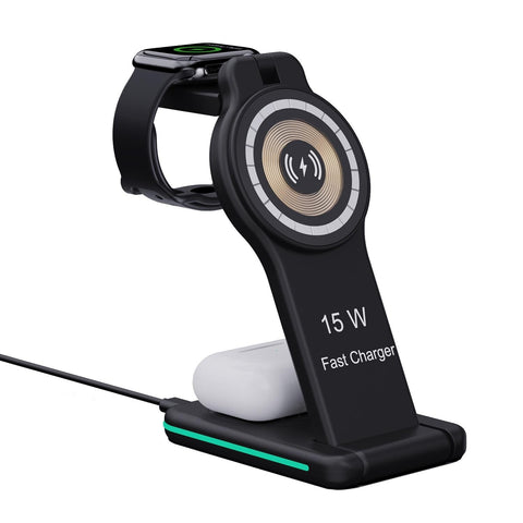 5 In 1 Magnetic Wireless Charger Foldable Black Chargers & Cradles